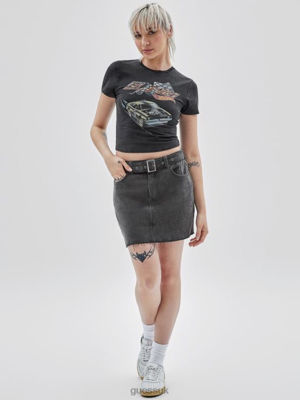 GUESS Women Originals x Hot Wheels Vintage Baby Tee Jet Black Multi Apparel V28V61247