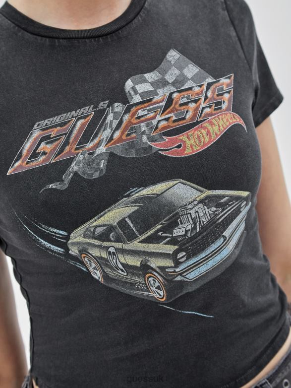 GUESS Women Originals x Hot Wheels Vintage Baby Tee Jet Black Multi Apparel V28V61247