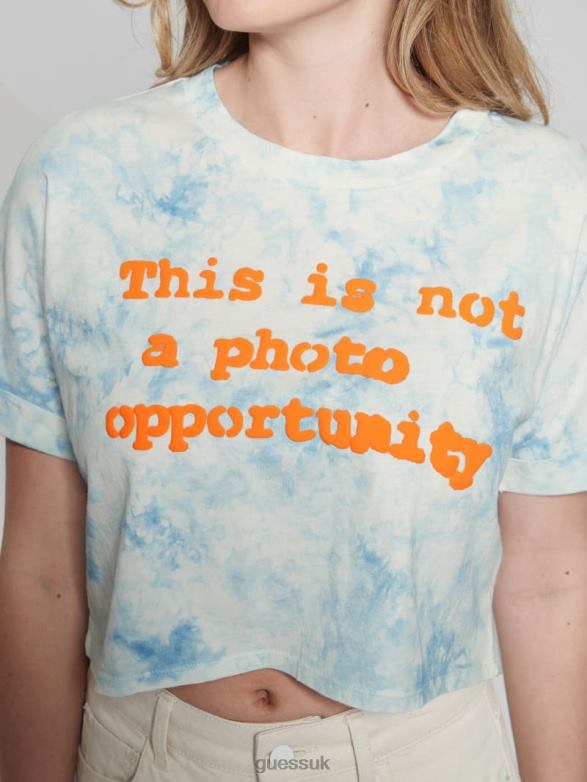 GUESS Women Slogan Crop Tee Morning Glory Multi Apparel V28V61031