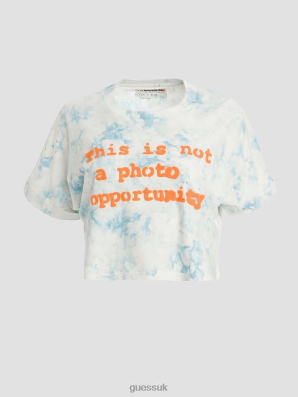 GUESS Women Slogan Crop Tee Morning Glory Multi Apparel V28V61031