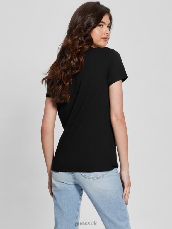 GUESS Women Tiger Rhinestone Tee Black Apparel V28V61016