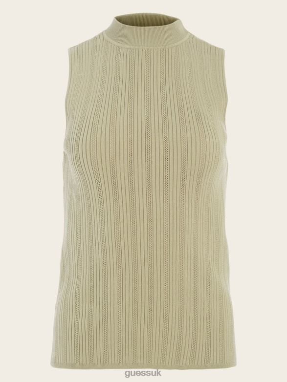 GUESS Women Zoe High Neck Tank Sage Garden Apparel V28V61057
