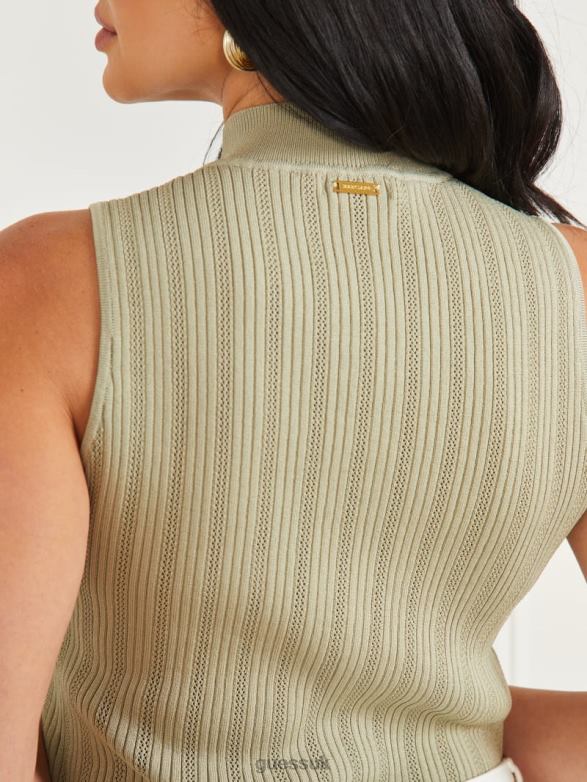 GUESS Women Zoe High Neck Tank Sage Garden Apparel V28V61057