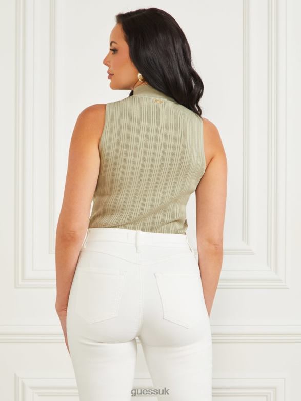 GUESS Women Zoe High Neck Tank Sage Garden Apparel V28V61057