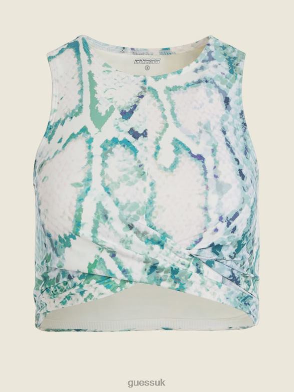 GUESS Women Collyn Python Active Top Modern Python Emerald Com Apparel V28V61666
