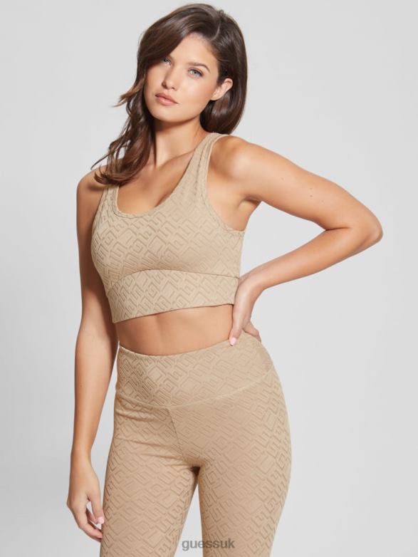 GUESS Women Dana Active Top G-Embossed Thermal Clay Apparel V28V61303