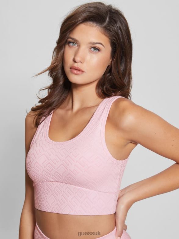 GUESS Women Dana Active Top G-Embossed Washed Out Pin Apparel V28V61462