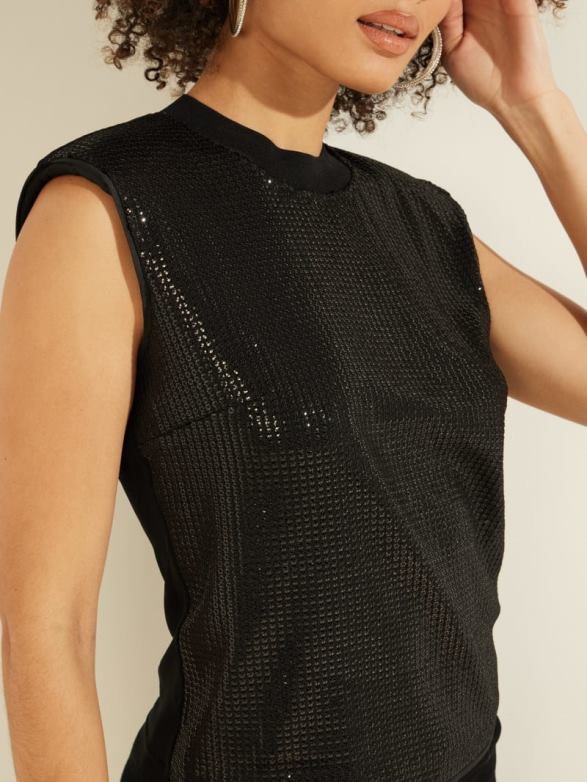 GUESS Women Daniela Top Black Apparel V28V61655