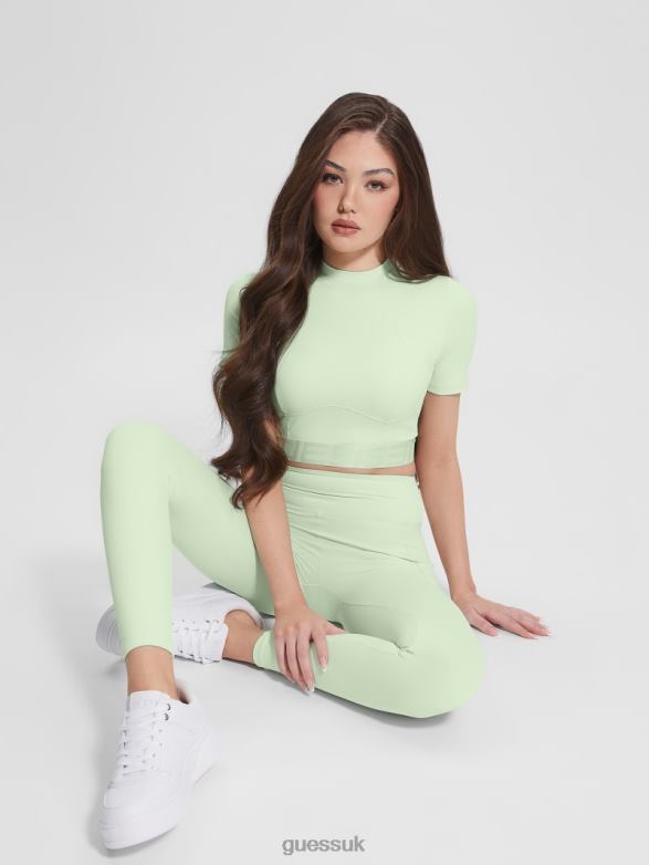 GUESS Women Delicia Cropped Active Top Sea Mint Apparel V28V61488