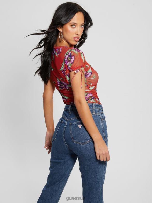 GUESS Women Eco Amaya Shirred Top Terazza Apparel V28V6975