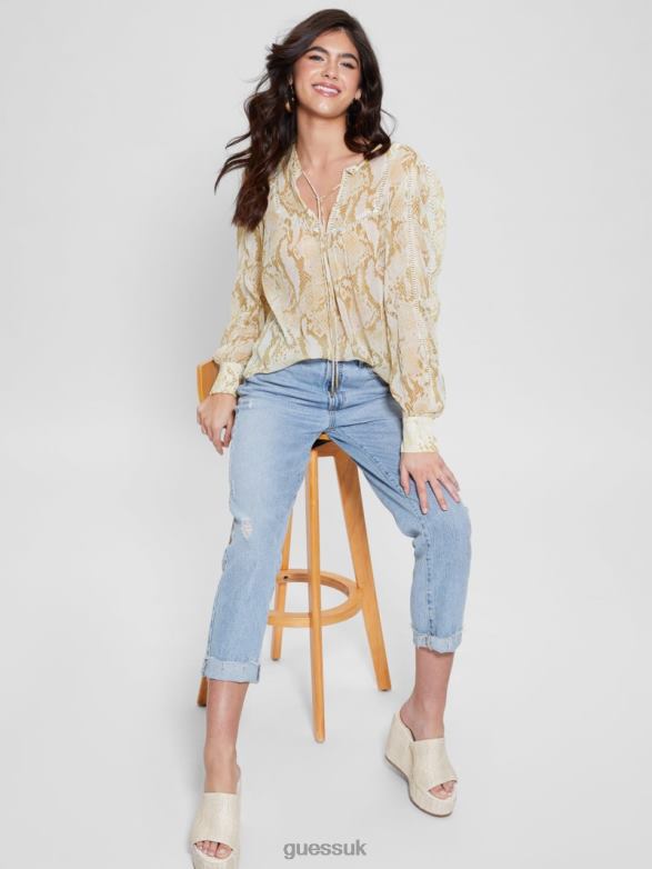 GUESS Women Eco Brigida Top Rambling Snake Apparel V28V61139