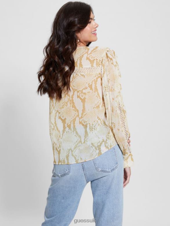 GUESS Women Eco Brigida Top Rambling Snake Apparel V28V61139
