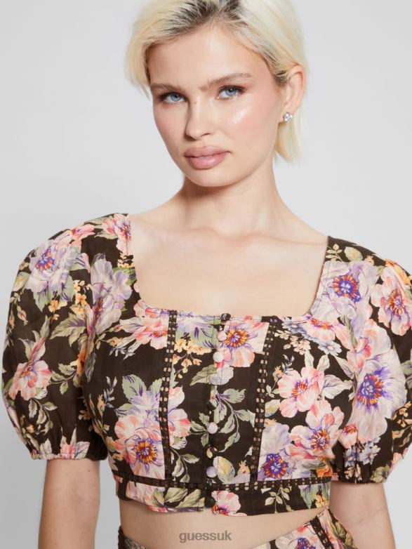 GUESS Women Eco Cassandra Puffed Floral Crop Top Ciaobella Apparel V28V61219