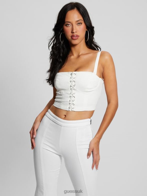 GUESS Women Eco Cecila Bustier Top Pure White Apparel V28V6991