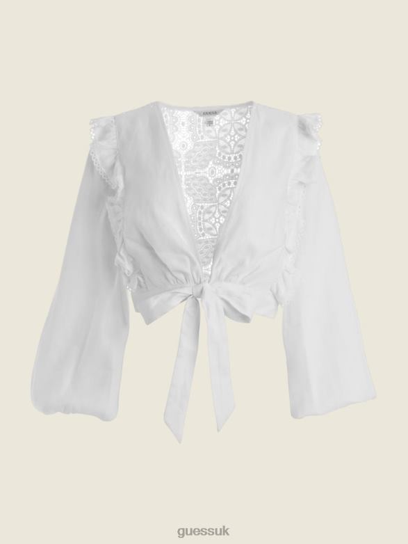 GUESS Women Eco Christabel Top Pure White Apparel V28V61657