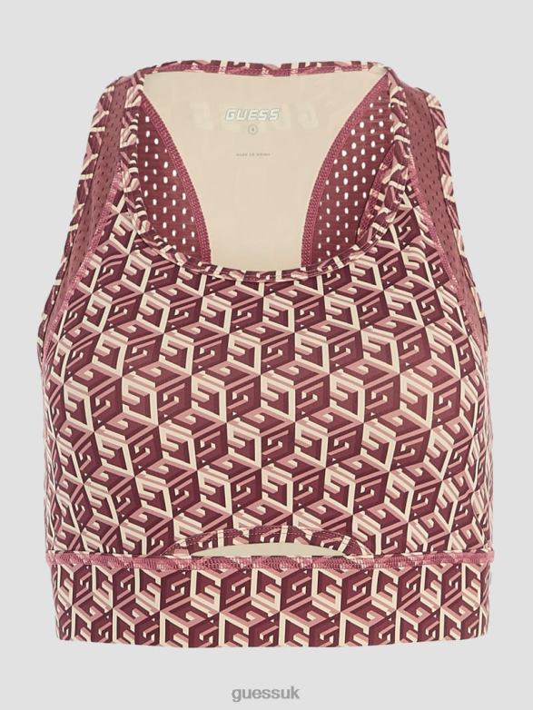 GUESS Women Eco Daria Active Top G Cube Red Combo Apparel V28V61469