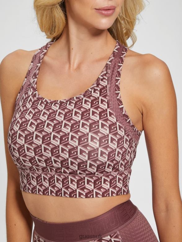 GUESS Women Eco Daria Active Top G Cube Red Combo Apparel V28V61469