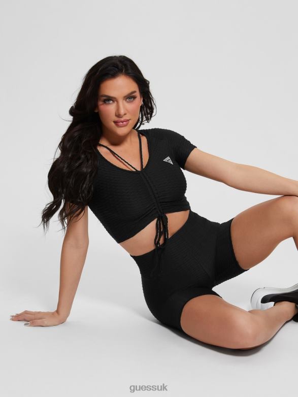 GUESS Women Eco Delma Active Crop Top Black Apparel V28V61285