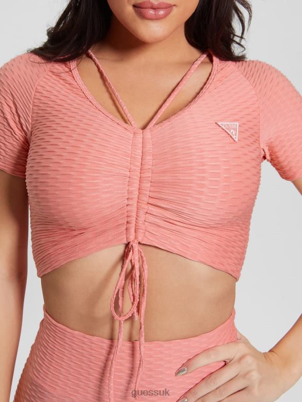 GUESS Women Eco Delma Active Crop Top Haute Pink Apparel V28V61123
