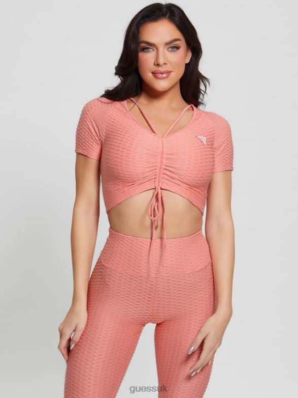 GUESS Women Eco Delma Active Crop Top Haute Pink Apparel V28V61123