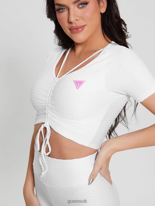 GUESS Women Eco Delma Active Crop Top Pure White Apparel V28V61390