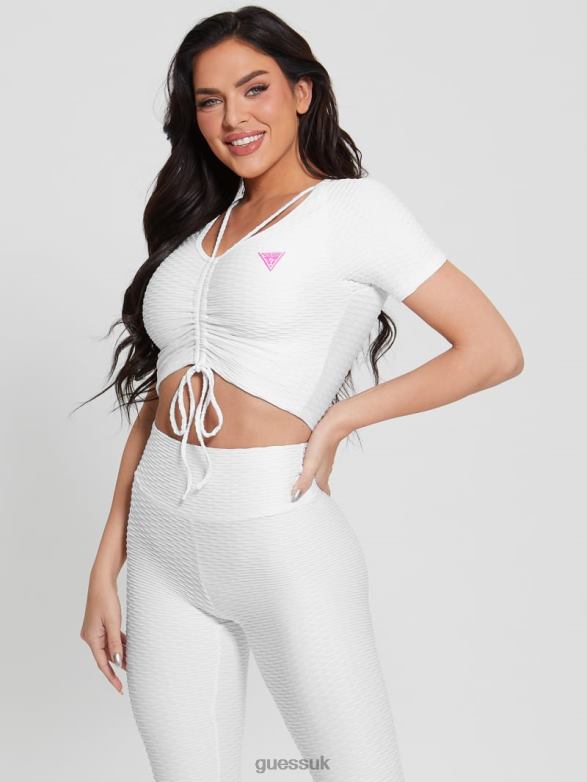 GUESS Women Eco Delma Active Crop Top Pure White Apparel V28V61390