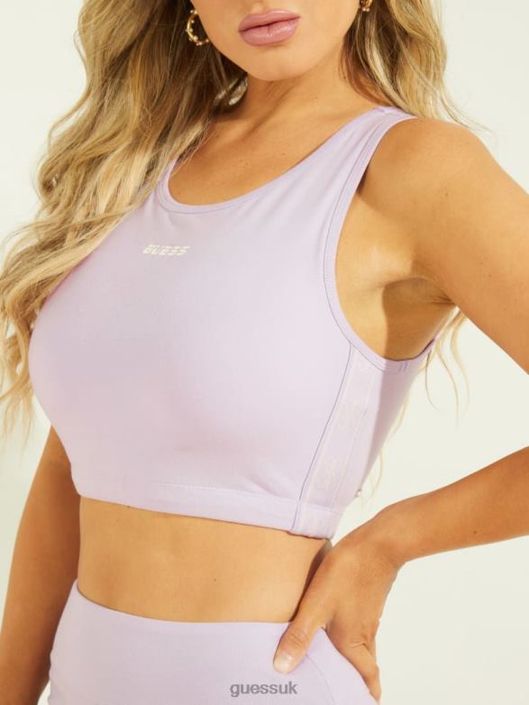 GUESS Women Eco Doreen Active Top Wisteria Petal Apparel V28V61697