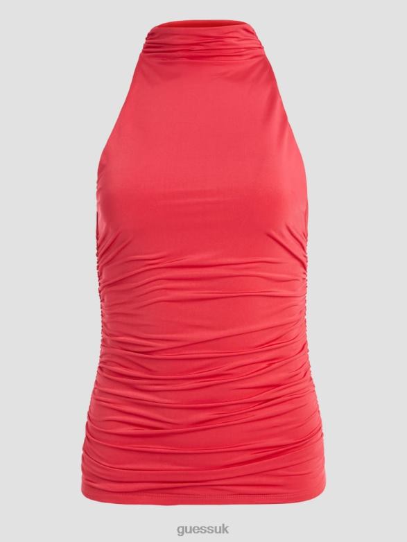 GUESS Women Eco Draped Maeve Top Karma Pink Apparel V28V61063