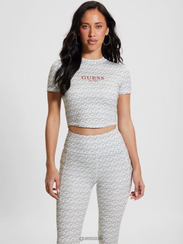 GUESS Women Eco G-Cube Active Top Stripe G-Cube Small Gray Apparel V28V61097