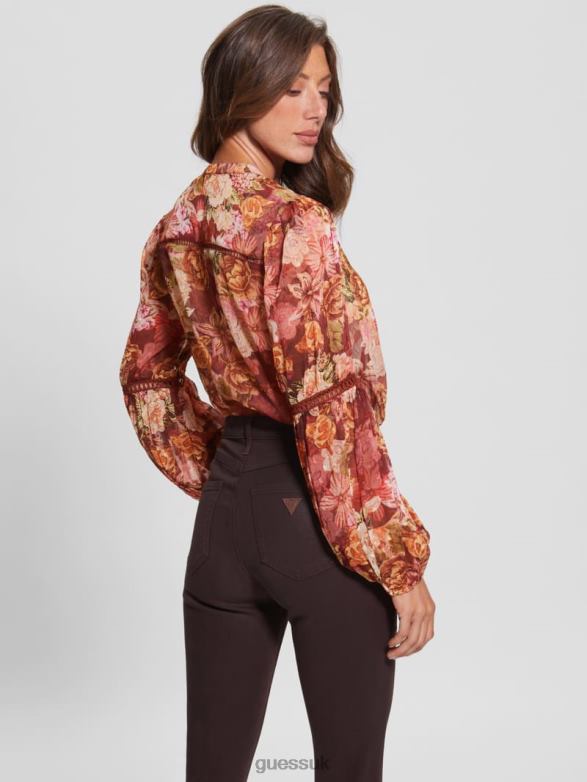 GUESS Women Eco Josette Top Digital Tapestry Print Ma Apparel V28V61560