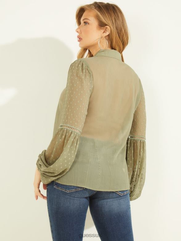 GUESS Women Eco Josette Top Isle Wash Apparel V28V61636