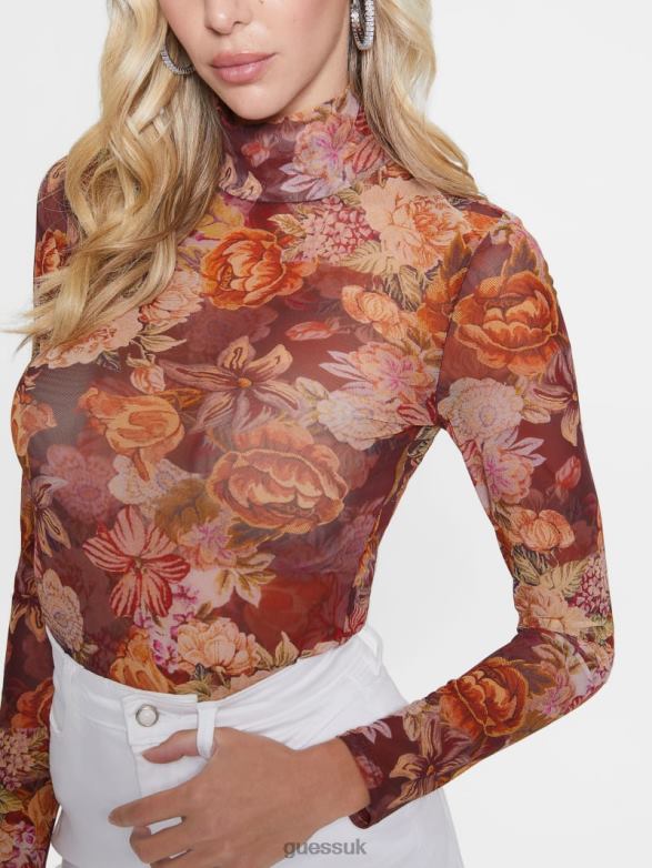 GUESS Women Eco Kamaria Printed Top Digital Tapestry Print Ma Apparel V28V61615