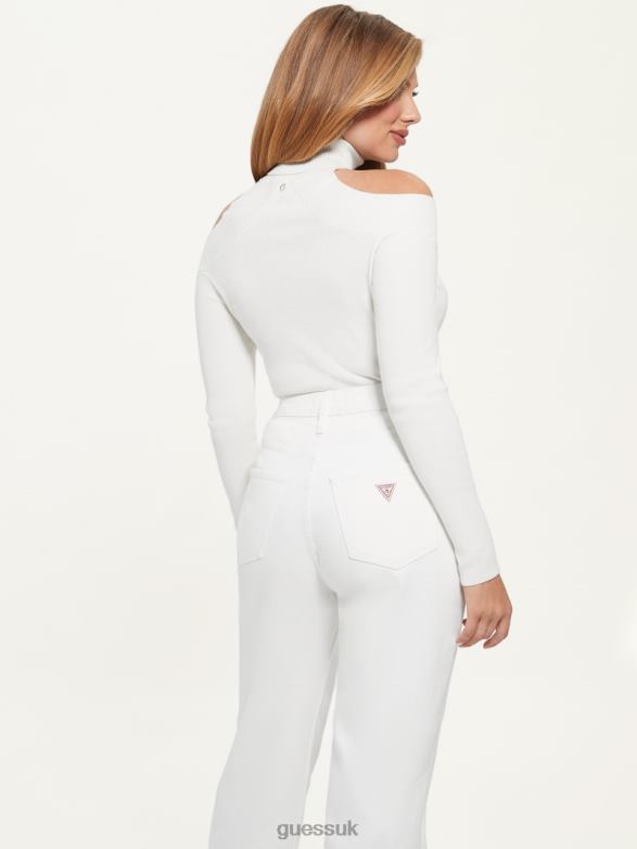 GUESS Women Eco Kamia Cutout Top Dove White Apparel V28V61684