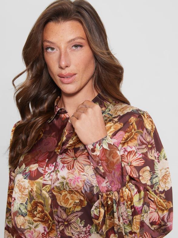 GUESS Women Eco Raven Charm Top Digital Tapestry Print Ma Apparel V28V61471