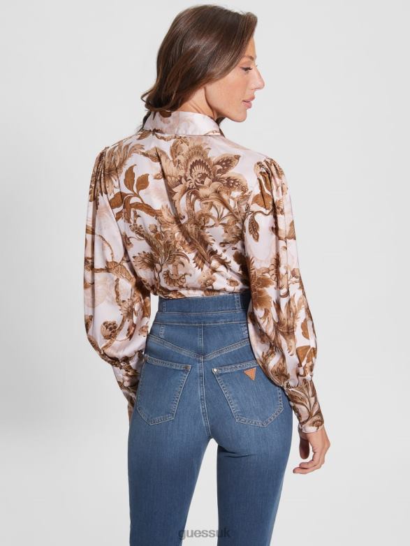 GUESS Women Eco Raven Charm Top Digital Tapestry Print Ma Apparel V28V61471