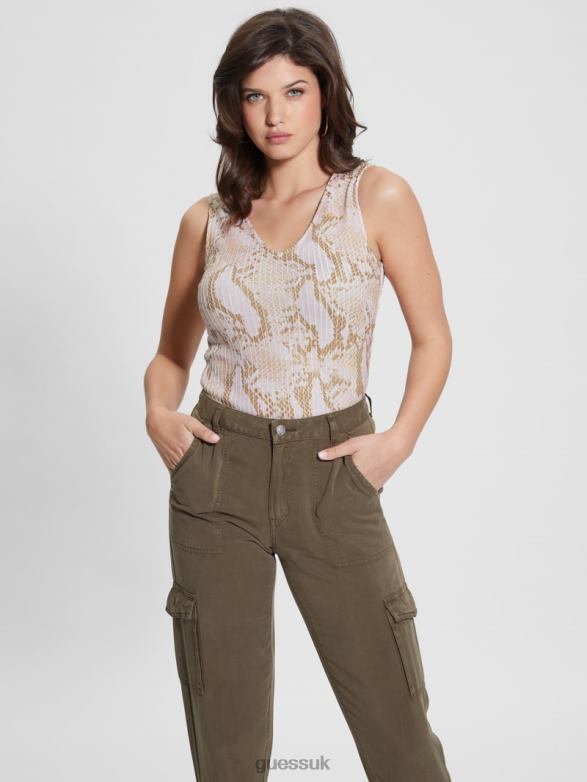 GUESS Women Eco Sabrina Sleeveless Top Rambling Snake Apparel V28V6941