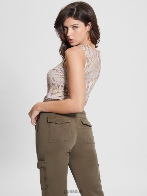 GUESS Women Eco Sabrina Sleeveless Top Rambling Snake Apparel V28V6941