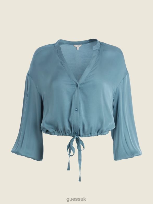 GUESS Women Eco Sasha Top Cyclone Blue Apparel V28V61224
