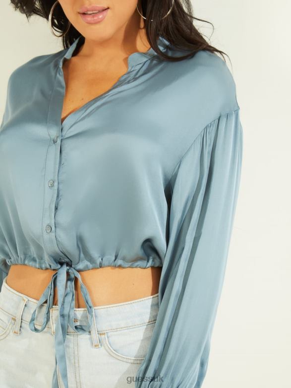 GUESS Women Eco Sasha Top Cyclone Blue Apparel V28V61224