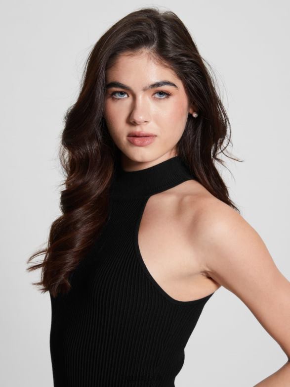 GUESS Women Eco Shayna Mock Neck Top Black Apparel V28V61155