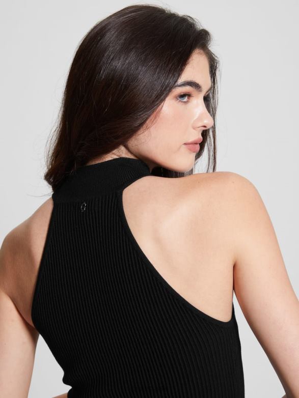 GUESS Women Eco Shayna Mock Neck Top Black Apparel V28V61155