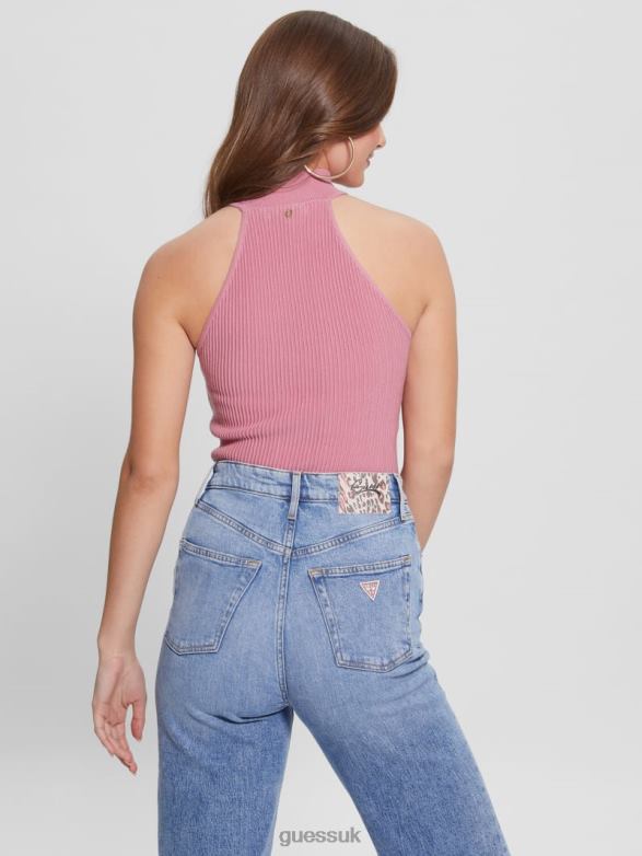 GUESS Women Eco Shayna Mock Neck Top Vintage Blush Apparel V28V61601