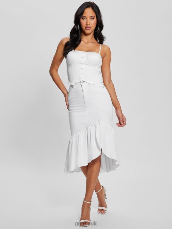 GUESS Women Emery Corset Top Pure White Apparel V28V6955