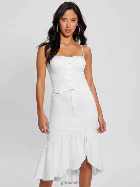 GUESS Women Emery Corset Top Pure White Apparel V28V6955