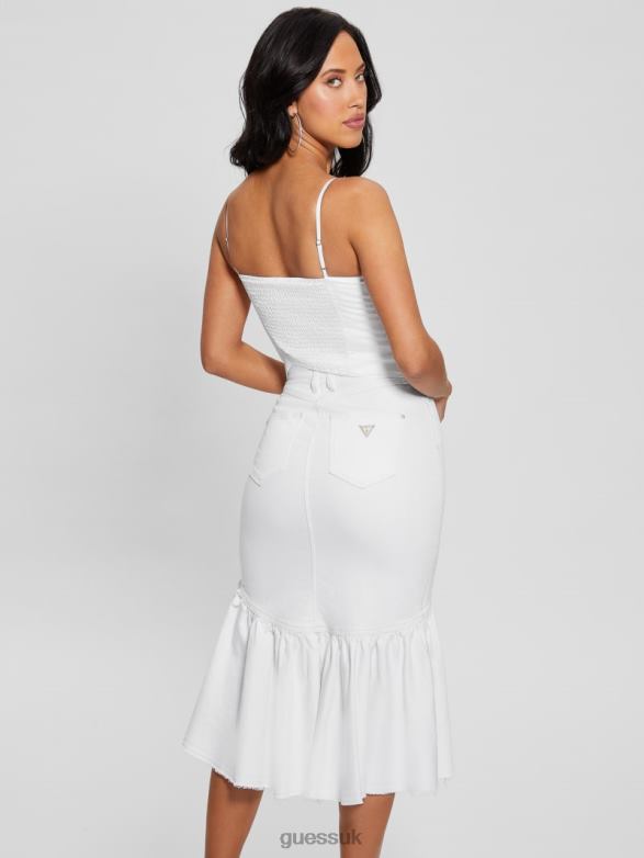 GUESS Women Emery Corset Top Pure White Apparel V28V6955