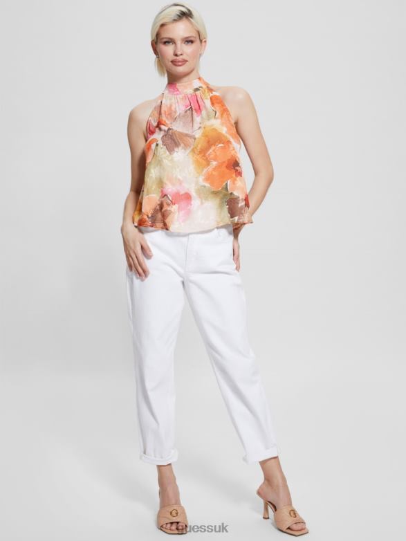 GUESS Women Katia Printed Halter Top Acquarelle Bloom Print Apparel V28V6952