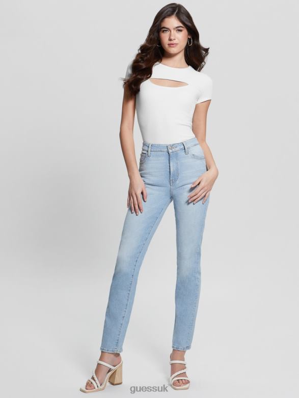 GUESS Women Lana Rib Top Cream White Apparel V28V61213