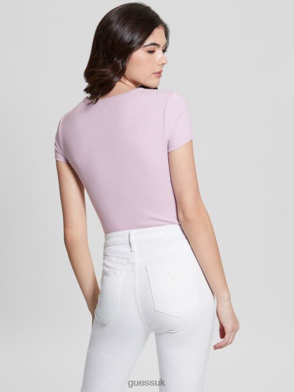 GUESS Women Lana Rib Top Linen Lilac Apparel V28V61505