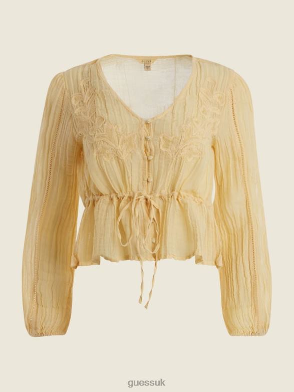 GUESS Women Lensie Top Butter Corn Multi Apparel V28V61650
