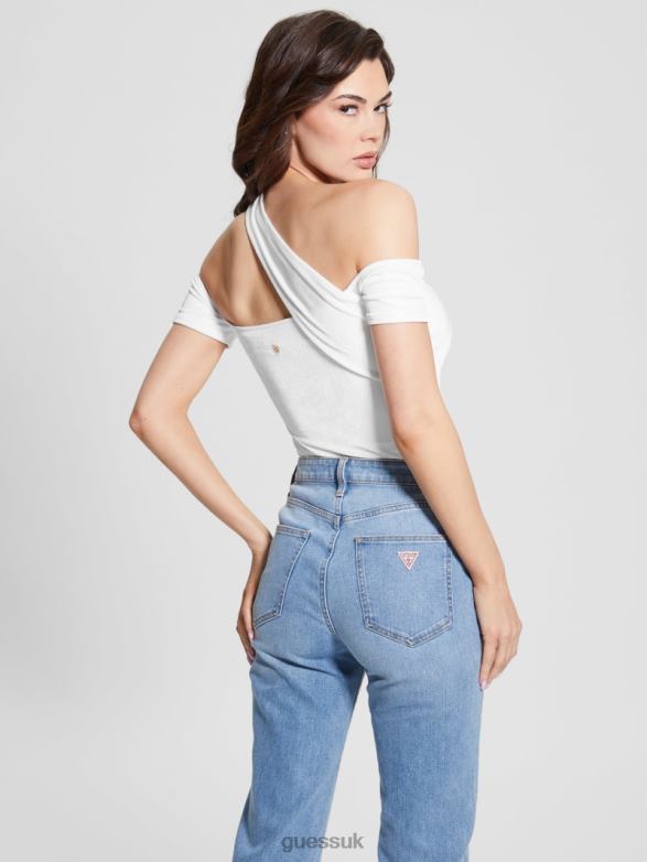 GUESS Women Malori Twisted Strap Top Pure White Apparel V28V6992